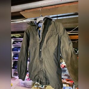 Bass Pro Shops Boys Olive Green Hooded Shirt Jacket